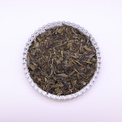 Glasschale mit losem ‚Dao Feng Bio Sencha‘ Bio Grüntee