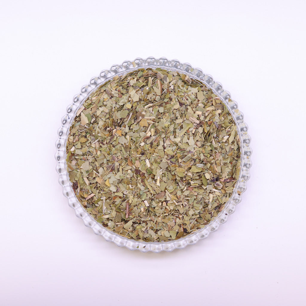 Glasschale mit losem Mate-Elixier Bio Matetee